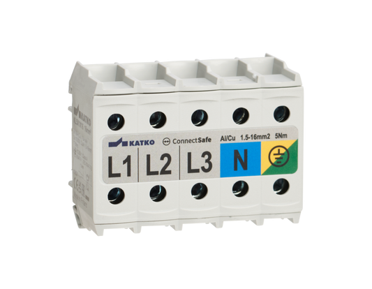 Terminal block KL 5x1xAl/Cu 1,5-16mm2 3L, N, PE
